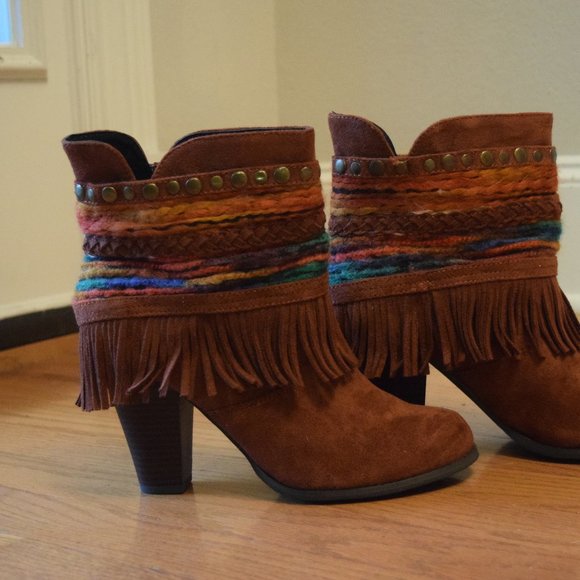 LIKE NEW Boho Fringe Booties - Picture 4 of 4